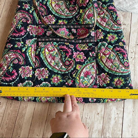 VERA BRADLEY BLUE PINK FLORAL PAISLEY TOTE BAG - Picture 8 of 12